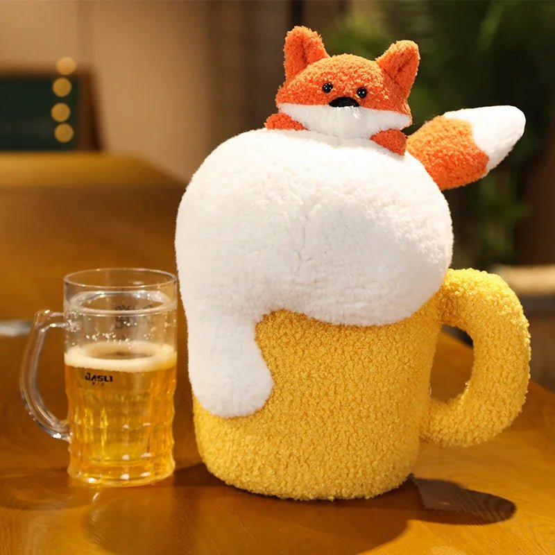 Plushie Beer Mug with a Cow or Fox, 15-23" | 38-50 cm plush toy – – Orange fox – Image 8 | Plushie Produce