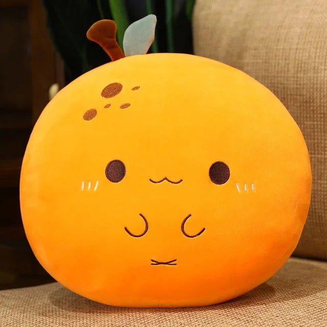 Plushie Cartoon Fruit with Optional Blanket, 15" | 38 cm plush toy – – Orange – Image 7 | Plushie Produce