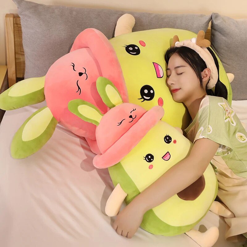 Plushie Jumbo Rabbit Avocado with Pink Hat, 31" | 80 cm plush toy – – – Image 6 | Plushie Produce
