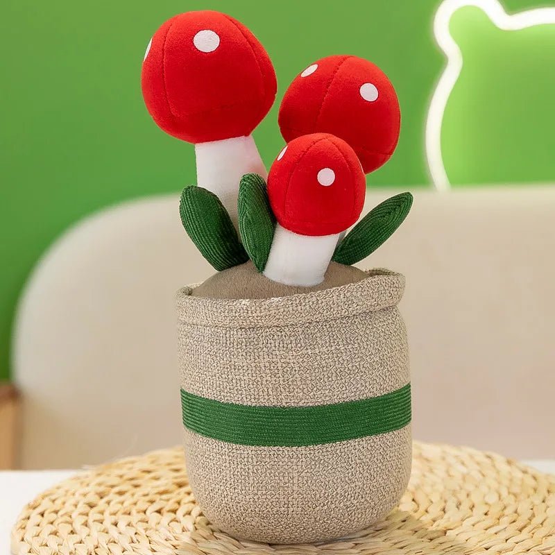 Plushie Potted Mushrooms, 9" | 23 cm plush toy – – red – Image 2 | Plushie Produce