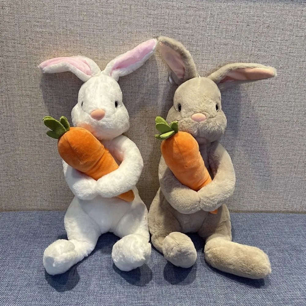 Plushie Rabbit Holding a Carrot, Two Colors, 8" | 20 cm plush toy – – – Image 1 | Plushie Produce