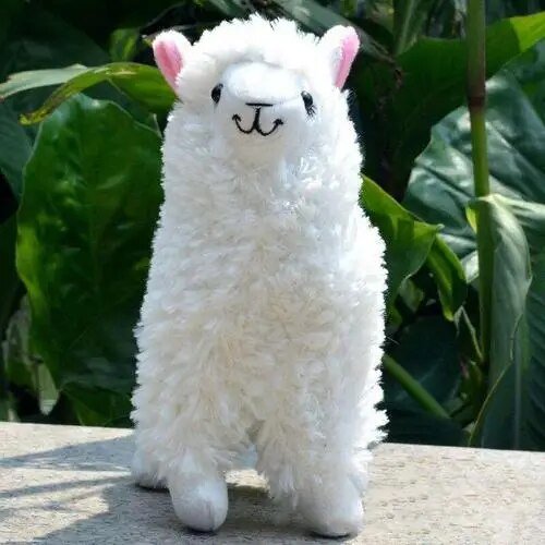 Realistic Alpaca Plushie, Four Styles, 9" | 23 cm plush toy – – White (long fur) – Image 4 | Plushie Produce