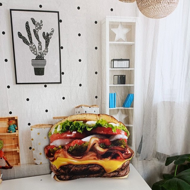 Realistic Hamburger Pillow Plushie with Blanket plush toy – – Bacon burger plushie – Image 12 | Plushie Produce