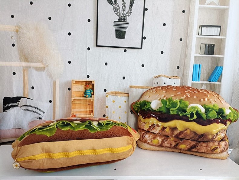 Realistic Hamburger Pillow Plushie with Blanket plush toy – – – Image 2 | Plushie Produce