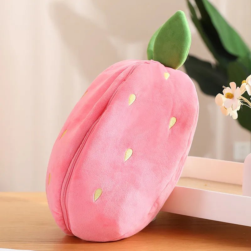 Reversible Rabbit Stuffed Animal in a Strawberry or Carrot, 7-14" | 18-35 cm plush toy – – – Image 9 | Plushie Produce