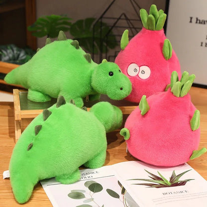 Plushie 2-in-1 Reversible Dragon Fruit & Dinosaur Plushie, 9" | 23 cm