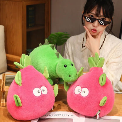 Plushie 2-en-1 réversible Fruit du Dragon & Dinosaure Plushie, 9" | 23 cm