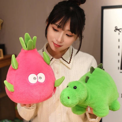 Plushie 2-en-1 réversible Fruit du Dragon & Dinosaure Plushie, 9" | 23 cm