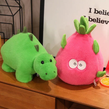 Plushie 2-in-1 Reversible Dragon Fruit & Dinosaur Plushie, 9" | 23 cm