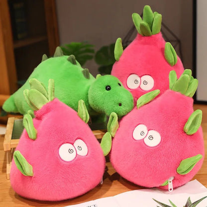 Plushie 2-in-1 Reversible Dragon Fruit & Dinosaur Plushie, 9" | 23 cm