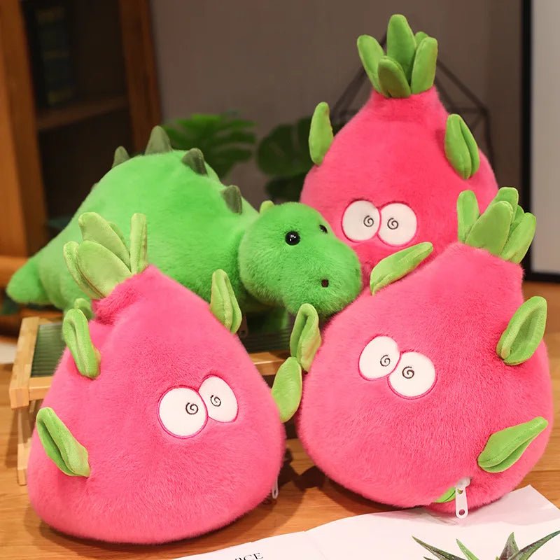 Reversible Dragon Fruit and Dinosaur Plushie – 2-in-1 Plush Toy