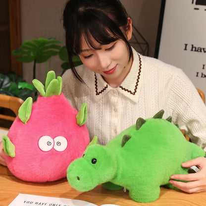 Reversible Dragon Fruit and Dinosaur Plushie – 2-in-1 Plush Toy