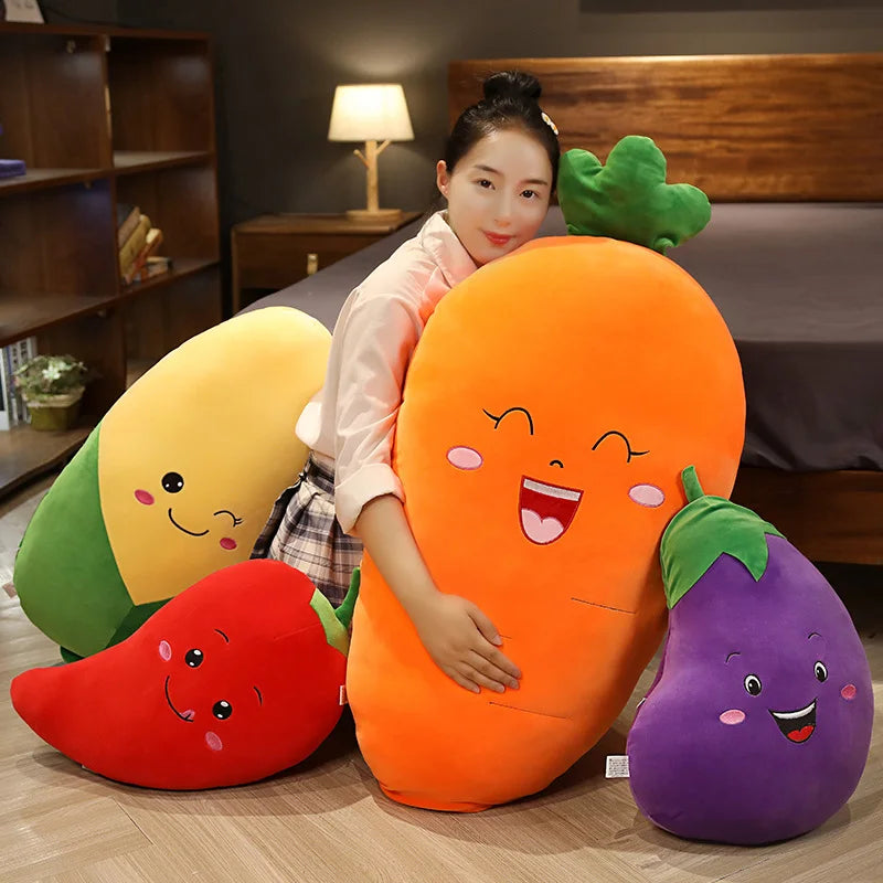 Jumbo Plushie Cartoon Pepper/Eggplant/Carrot/Corn, 12-39" | 30-100cm