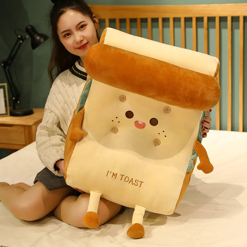 Plushie Cartoon Large Piece of Toast Back Support Pillow, 16" | 40 cm