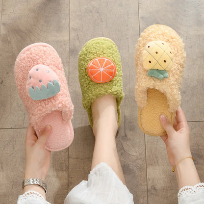 Plushie Fruit Slippers, Five Fruit Styles, US Men 3.5-6.5/Women 5.5-8