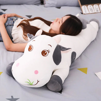 Long Cow Plushie – Soft Body Pillow, 20-43" | 50-110 cm