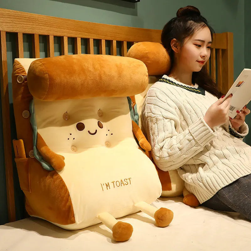 Plushie Cartoon Large Piece of Toast Back Support Pillow, 16" | 40 cm