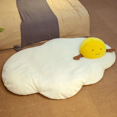 Cuscino da pavimento Jumbo Uovo Fritto Plushie, 4,3-5,6'' | 1,3-1,7 metri