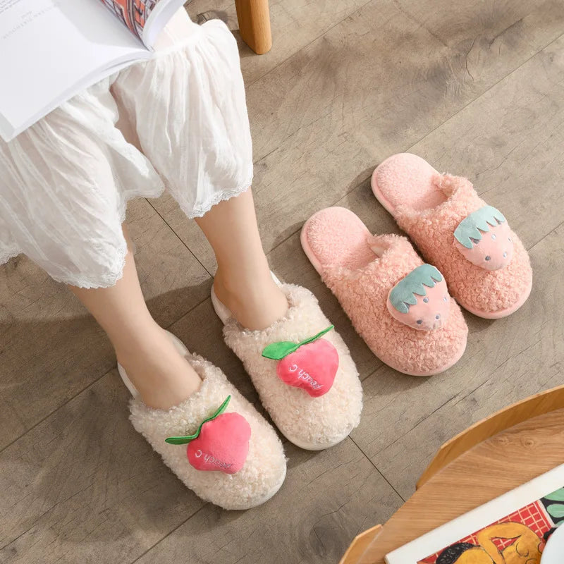 Plushie Fruit Slippers, Five Fruit Styles, US Men 3.5-6.5/Women 5.5-8