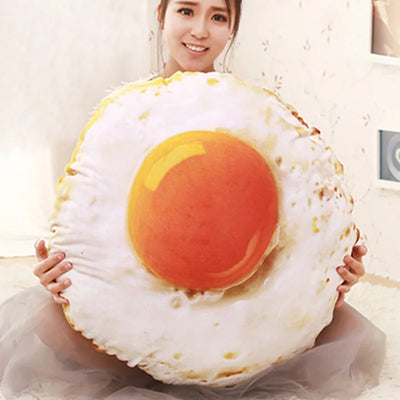 Coussin en forme d'œuf au plat réaliste en peluche, 15" | 38 cm