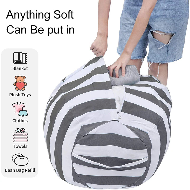 Plushie Striped Bean Bag Organizer | Stylish & Functional