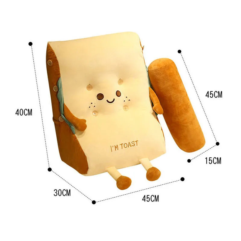 Plushie Cartoon Large Piece of Toast Back Support Pillow, 16" | 40 cm