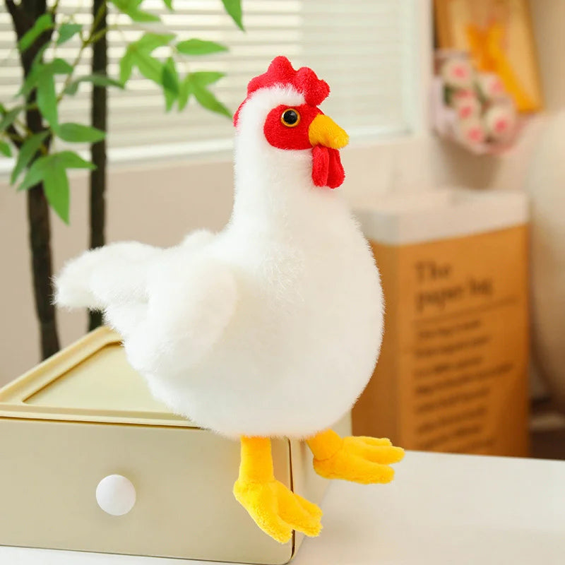 White Chicken & Rooster Plush Toys – Hen & Cock, 7-10" | 18-25 cm