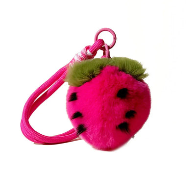 Kawaii Strawberry Plush Fur Keychain – 5 Colors, 3.5" | 9 cm
