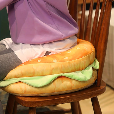 Realistic Burger Plush Pillow Cushion – Funny Prank Gift, 9" | 23 cm