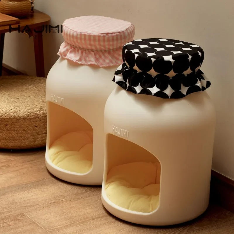 Baby Bottle Pet House & Stool | Food-Themed Cat & Dog Nest with Seat