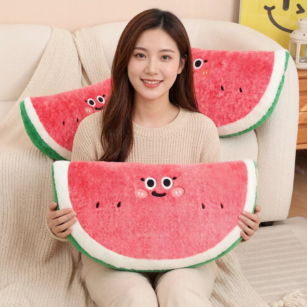 Giant Watermelon Plush Pillow – Slice Shaped Floor Cushion, 18-35" | 45-90 cm
