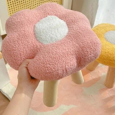 Taburete de Flor de Peluche – Cinco Colores - Lindo, Cómodo y Funcional