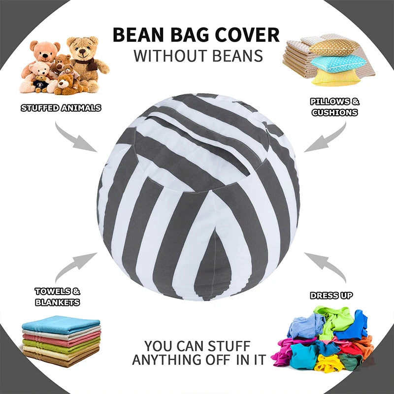 Striped Bean Bag Plushie Organizer | Stylish & Functional