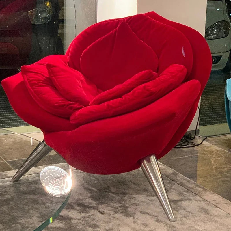 Rose Akzentstuhl – Elegant, Plüschig und Bequem