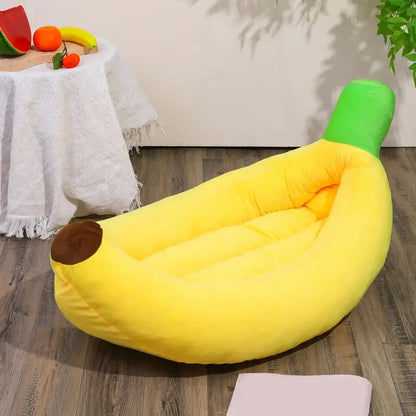 Letto per animali in peluche a forma di banana per animali fino a 19 libbre (9 kg)