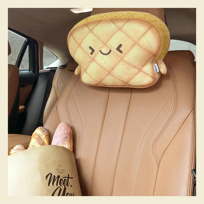 Toast-Shaped Car Headrest & Neck Pillow – Kawaii Car Seat Accessory