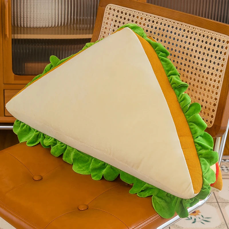 Cojín de Sándwich de Queso de Peluche Gigante – Asiento Juguetón y Acogedor