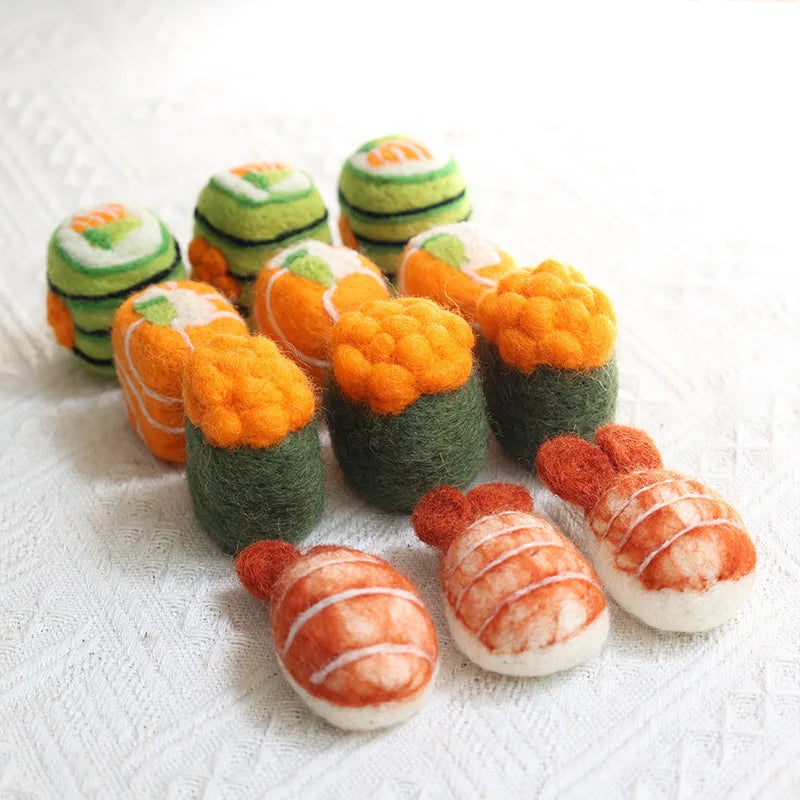 Wool Felt Sushi Plushies – Realistic Mini Food Plush Toys