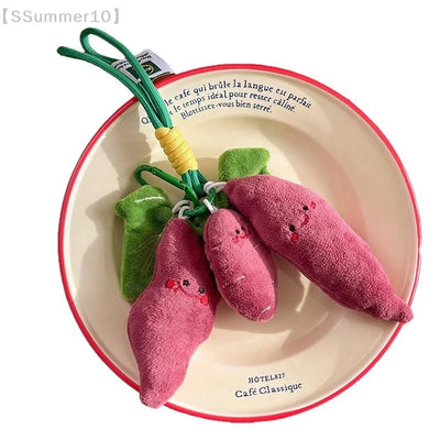 Kawaii Purple Sweet Potato Plush Keychain | Cute Stuffed Vegetable Pendant