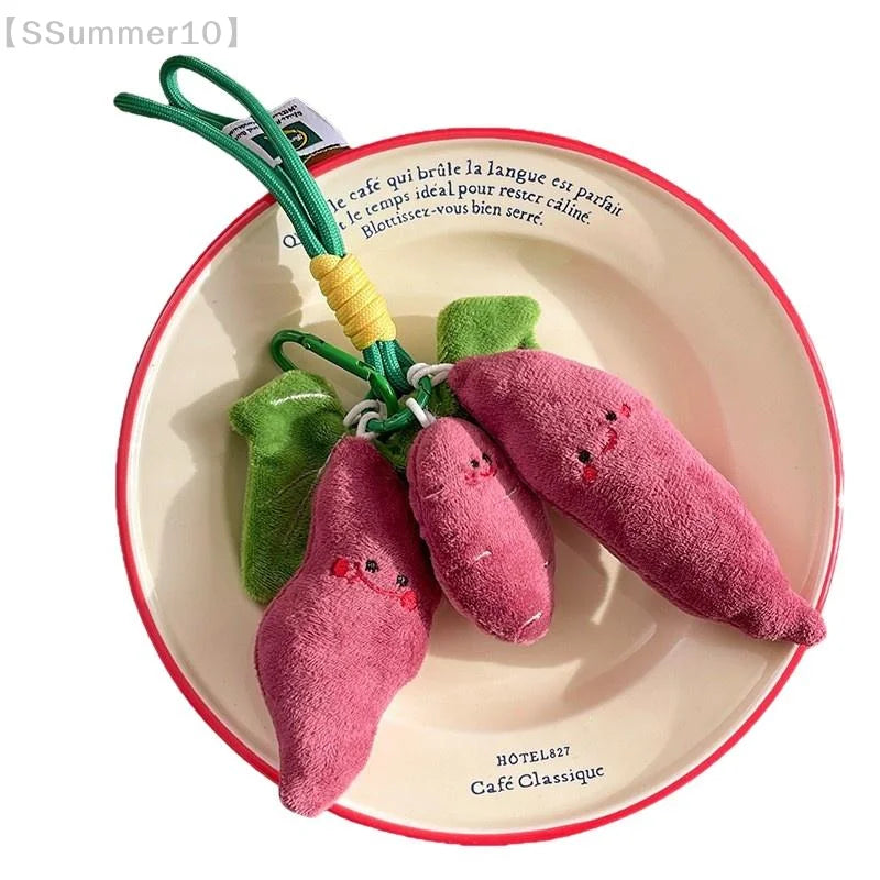 Kawaii Purple Sweet Potato Plush Keychain | Cute Stuffed Vegetable Pendant