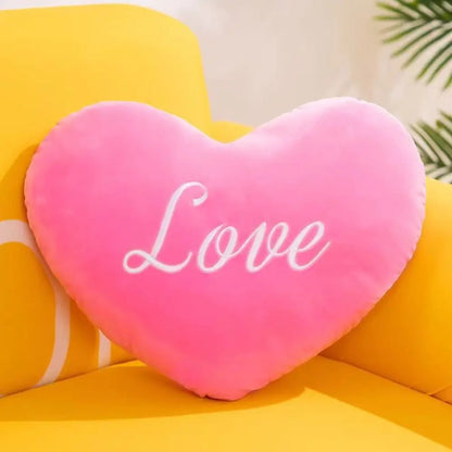 Plush Conversation Heart – "Love" Pillow - Two Colors and Sizes