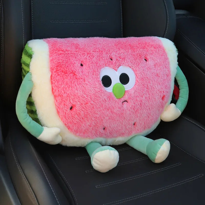 Watermelon Car Headrest & Lumbar Support Pillow – Cartoon Kawaii