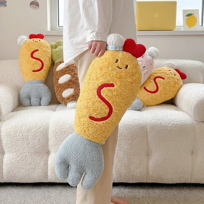 Simulation Cartoon Fork Plush Toys Creative Stuffed Soft Fried Shrimp Pillow Children Comfort Doll Home Decor for Kids Gifts