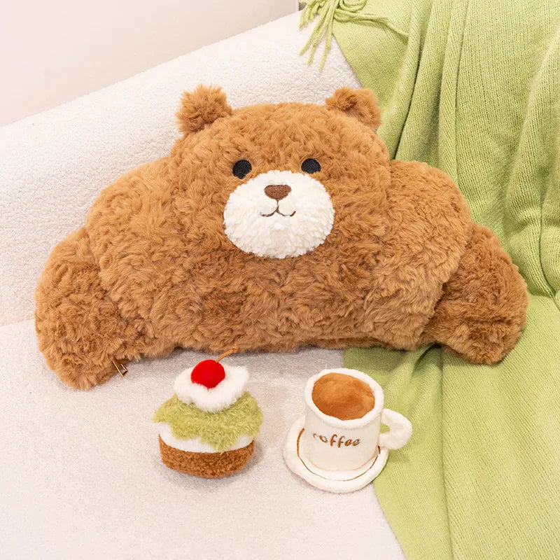 Fuzzy Bear Croissant Plushie Set – Cozy Stuffed Animal with a Sweet Surprise