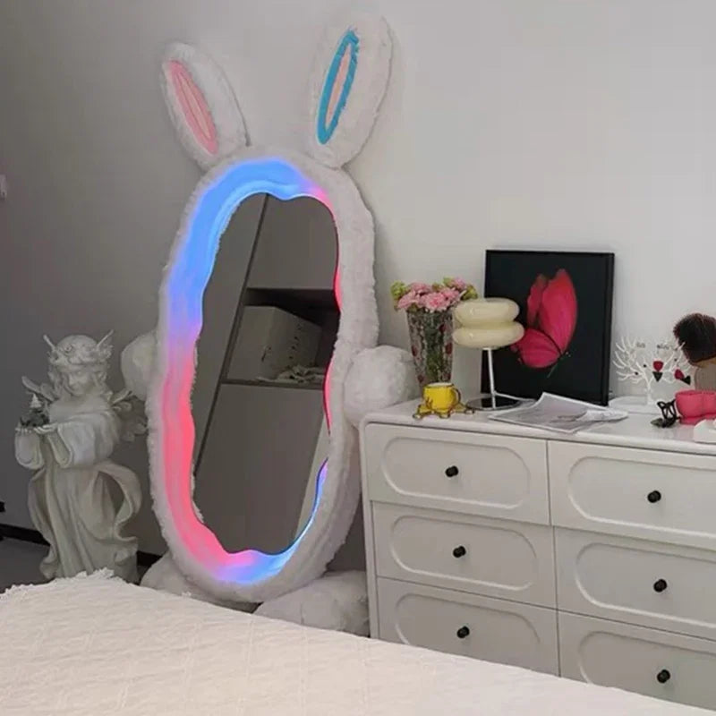 Plush Rabbit Body Mirror with LED Lights | 39" x 75" (100 x 190 cm)