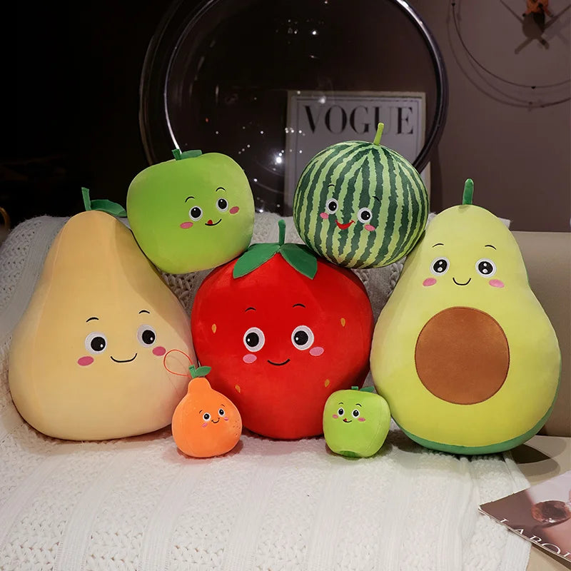 Kawaii Fruit Plush Pillows – Apple, Avocado, Strawberry & More, 4-12" | 10-30 cm