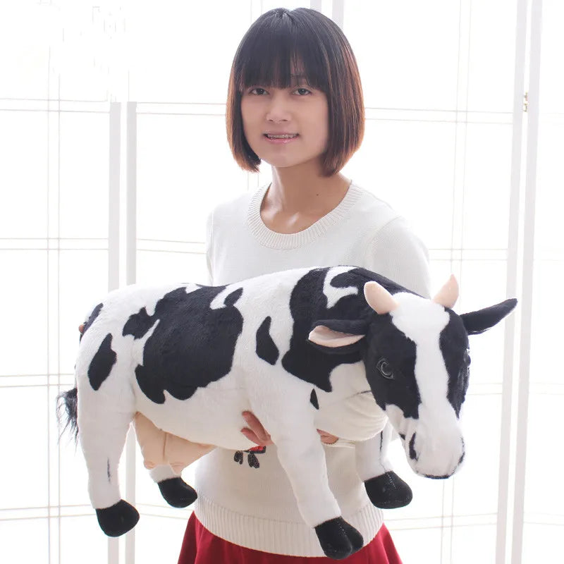 Plushie Jumbo Lifelike Dairy Cow | realistic stuffed animal | side view