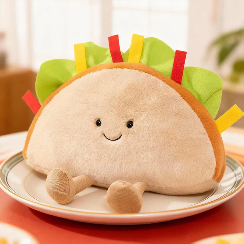 Kawaii Fast Food Plushies – Sandwich, Pizza, Taco & Fries, 8-11" | 20-28 cm