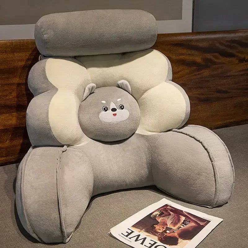 Floral Backrest Lumbar Pillow – Plush Knit Reading Support