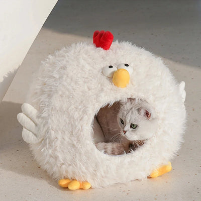 Chick-Shaped Cat & Dog Nest | Cozy Enclosed Animal Pet Bed